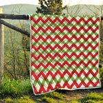 Merry Christmas Checkered Pattern Print Quilt