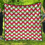 Merry Christmas Checkered Pattern Print Quilt