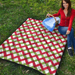 Merry Christmas Checkered Pattern Print Quilt