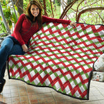 Merry Christmas Checkered Pattern Print Quilt