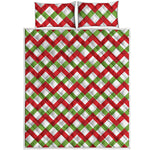 Merry Christmas Checkered Pattern Print Quilt Bed Set