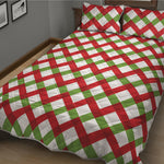 Merry Christmas Checkered Pattern Print Quilt Bed Set