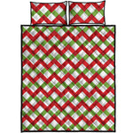 Merry Christmas Checkered Pattern Print Quilt Bed Set