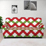 Merry Christmas Checkered Pattern Print Sofa Cover