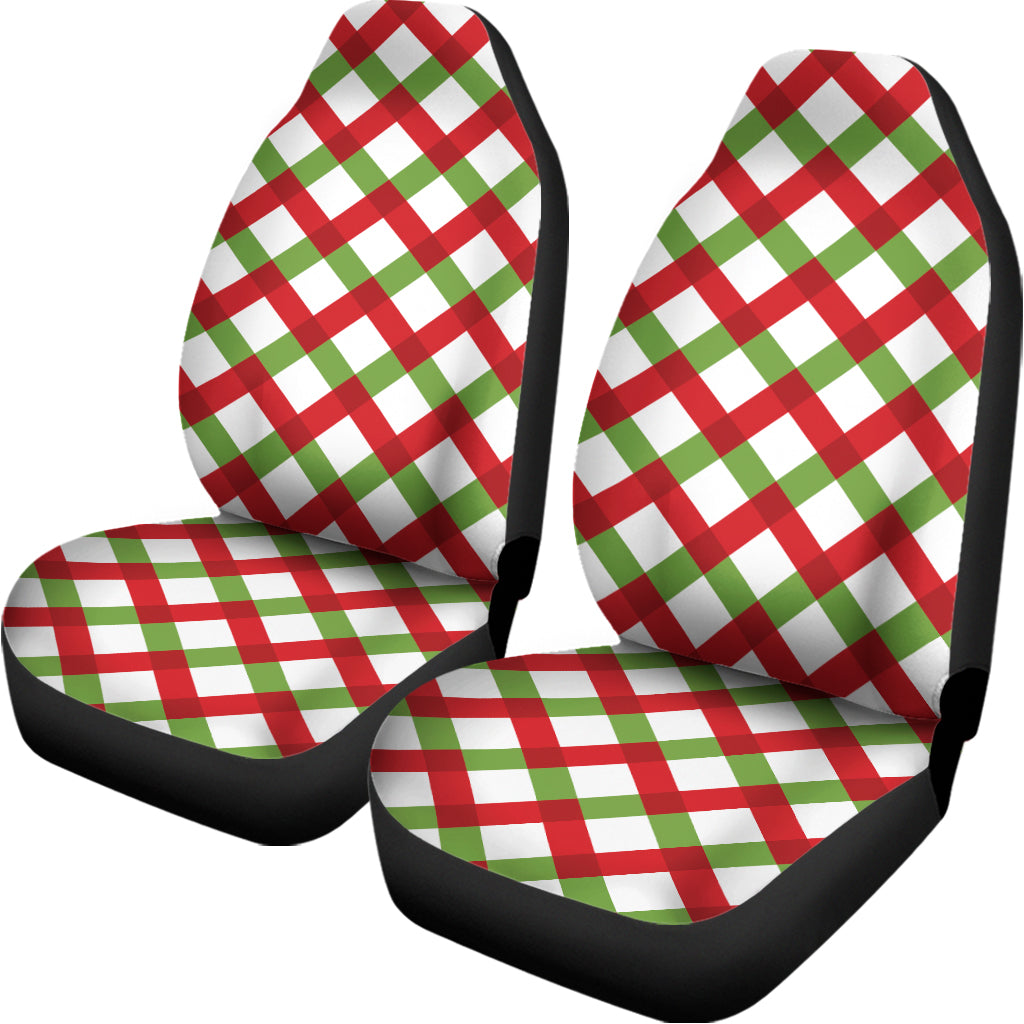 Merry Christmas Checkered Pattern Print Universal Fit Car Seat Covers