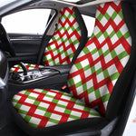 Merry Christmas Checkered Pattern Print Universal Fit Car Seat Covers