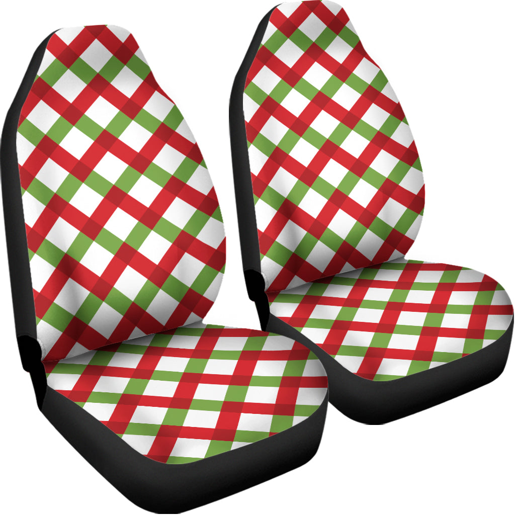 Merry Christmas Checkered Pattern Print Universal Fit Car Seat Covers