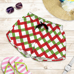Merry Christmas Checkered Pattern Print Women's Shorts