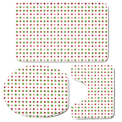 Merry Christmas Dots Pattern Print 3 Piece Bath Mat Set