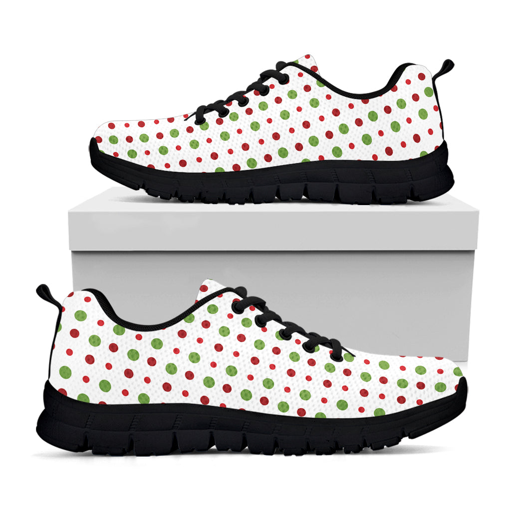 Merry Christmas Dots Pattern Print Black Sneakers