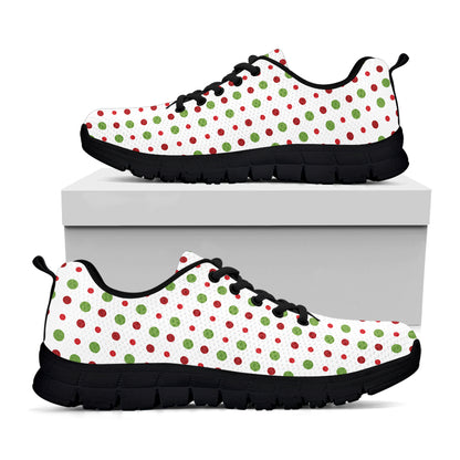 Merry Christmas Dots Pattern Print Black Sneakers