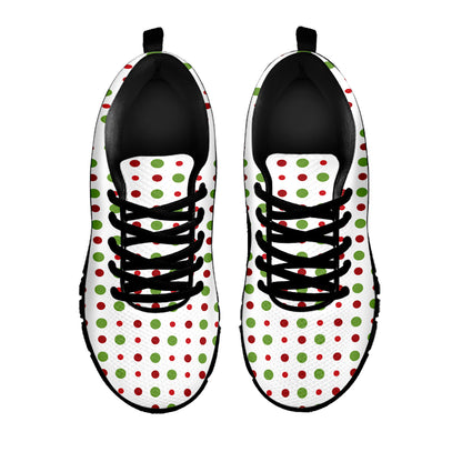 Merry Christmas Dots Pattern Print Black Sneakers