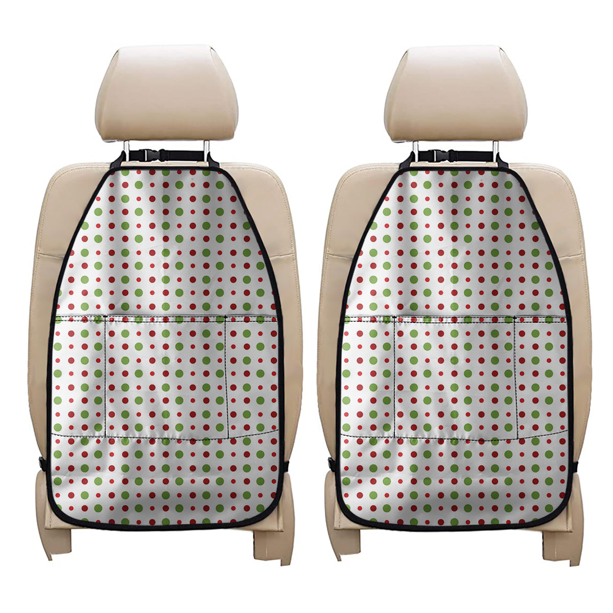 Merry Christmas Dots Pattern Print Car Seat Organizers