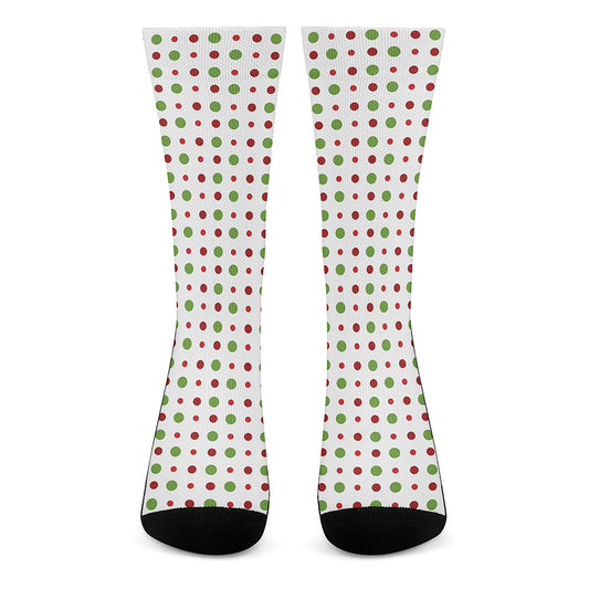 Merry Christmas Dots Pattern Print Crew Socks