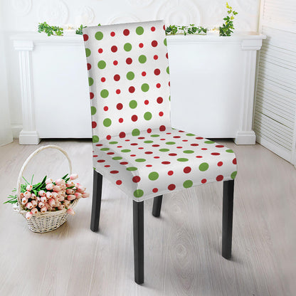 Merry Christmas Dots Pattern Print Dining Chair Slipcover