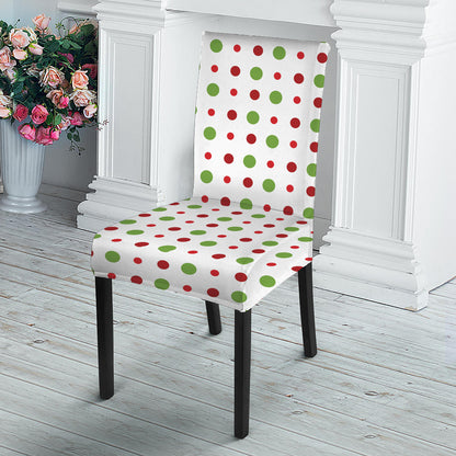 Merry Christmas Dots Pattern Print Dining Chair Slipcover