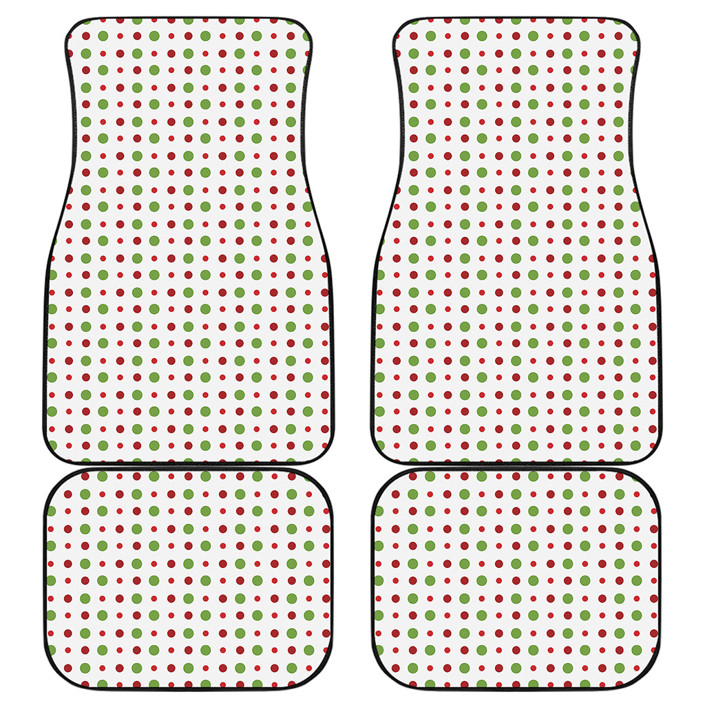 Merry Christmas Dots Pattern Print Front and Back Car Floor Mats