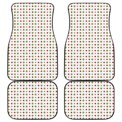 Merry Christmas Dots Pattern Print Front and Back Car Floor Mats