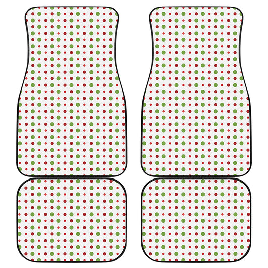 Merry Christmas Dots Pattern Print Front and Back Car Floor Mats