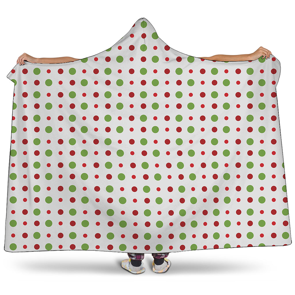 Merry Christmas Dots Pattern Print Hooded Blanket