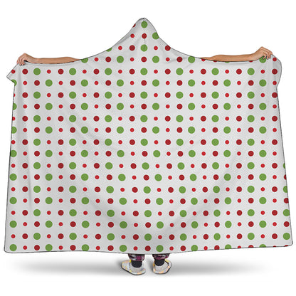 Merry Christmas Dots Pattern Print Hooded Blanket