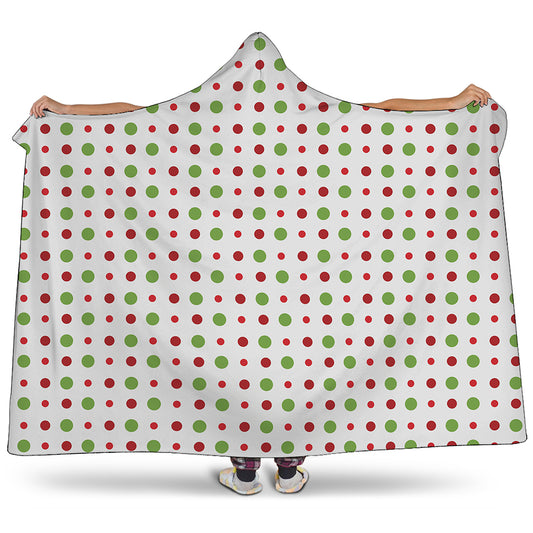 Merry Christmas Dots Pattern Print Hooded Blanket