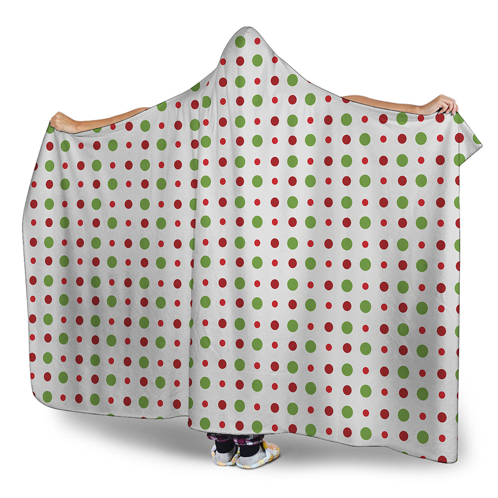 Merry Christmas Dots Pattern Print Hooded Blanket