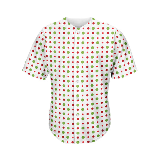 Merry Christmas Dots Pattern Print Men's Baseball Jersey