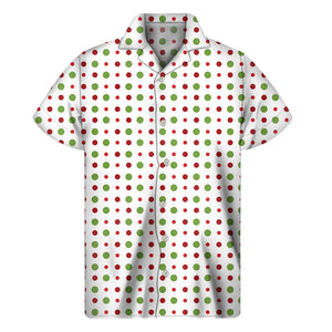 Merry Christmas Dots Pattern Print Men's Short Sleeve Shirt