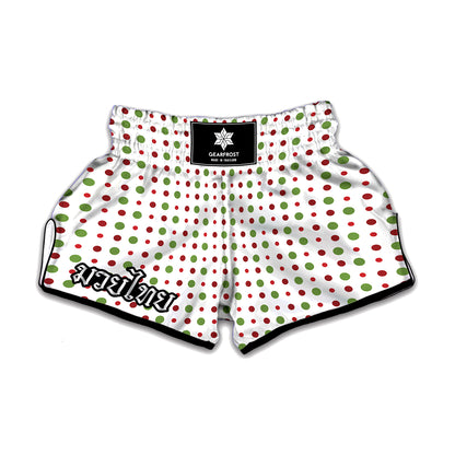 Merry Christmas Dots Pattern Print Muay Thai Boxing Shorts