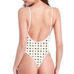 Merry Christmas Dots Pattern Print One Piece High Cut Swimsuit