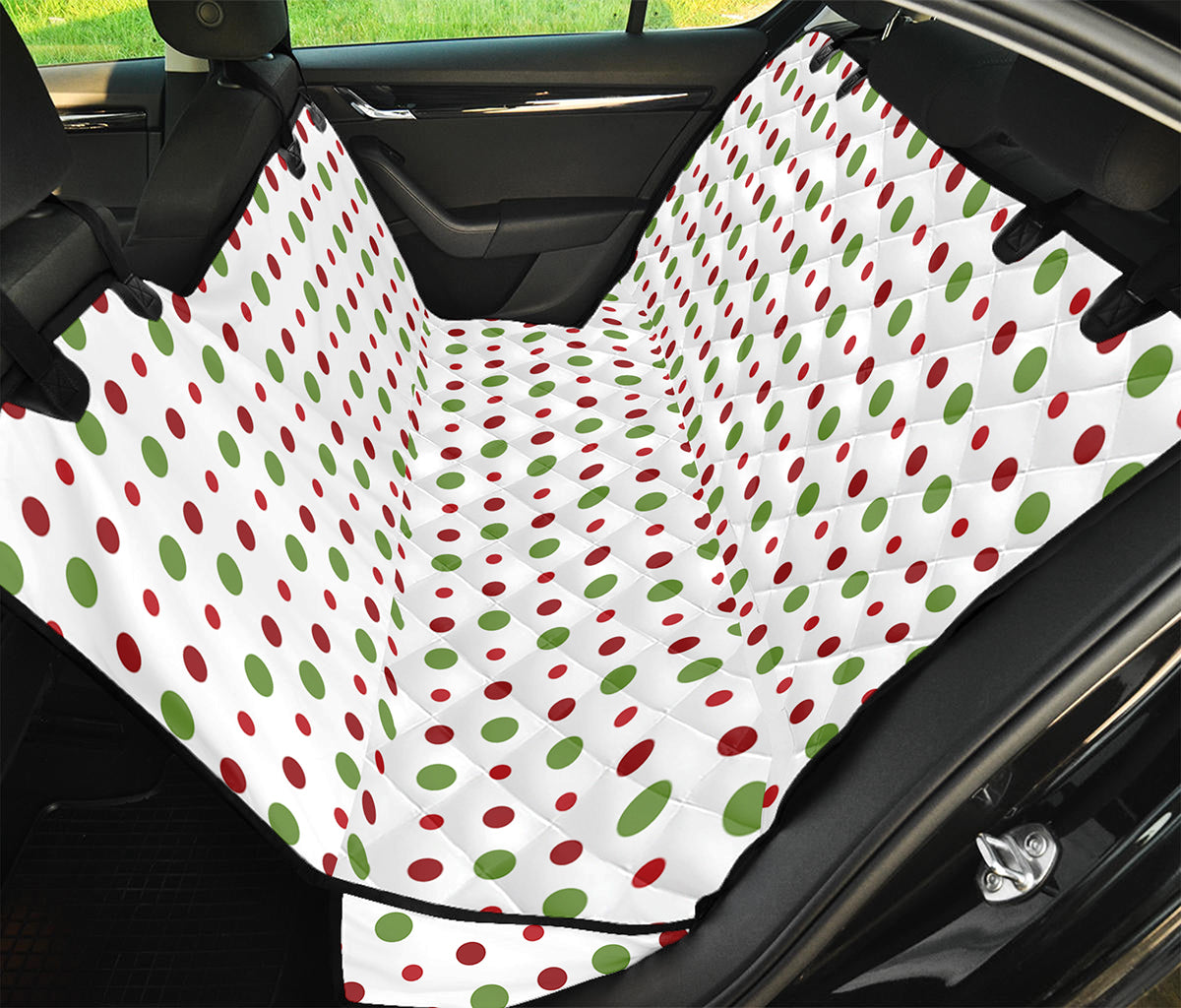 Merry Christmas Dots Pattern Print Pet Car Back Seat Cover