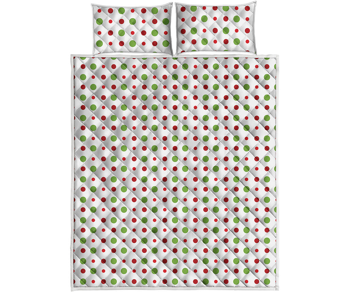 Merry Christmas Dots Pattern Print Quilt Bed Set