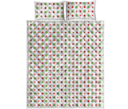 Merry Christmas Dots Pattern Print Quilt Bed Set