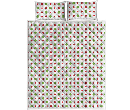 Merry Christmas Dots Pattern Print Quilt Bed Set