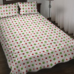 Merry Christmas Dots Pattern Print Quilt Bed Set