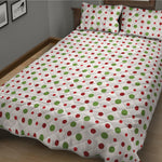 Merry Christmas Dots Pattern Print Quilt Bed Set