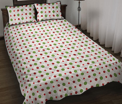 Merry Christmas Dots Pattern Print Quilt Bed Set