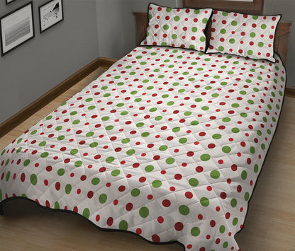 Merry Christmas Dots Pattern Print Quilt Bed Set
