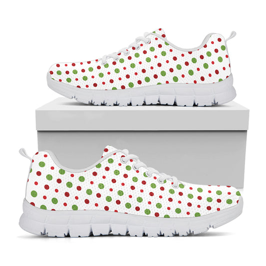 Merry Christmas Dots Pattern Print White Sneakers