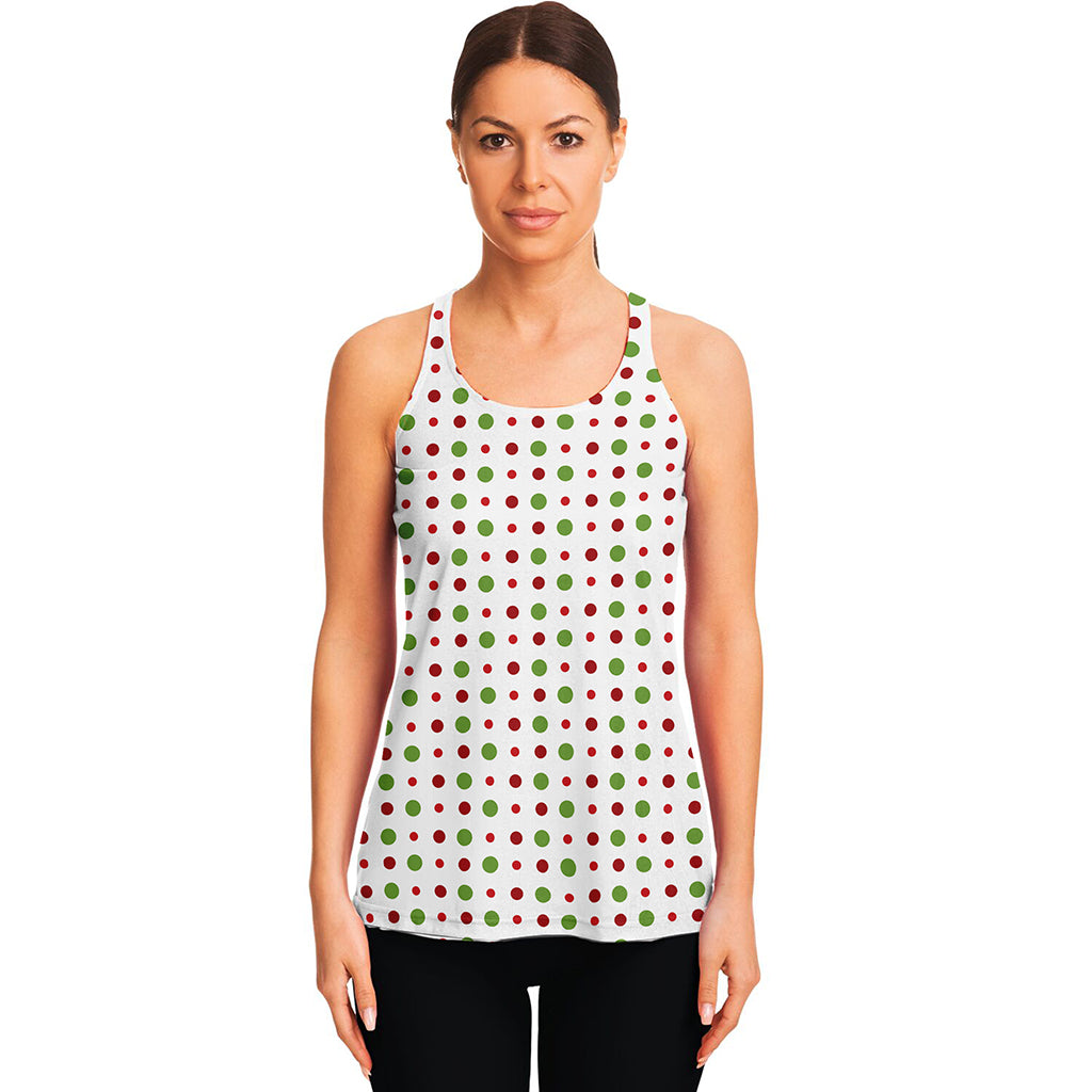Merry Christmas Dots Pattern Print Women's Racerback Tank Top
