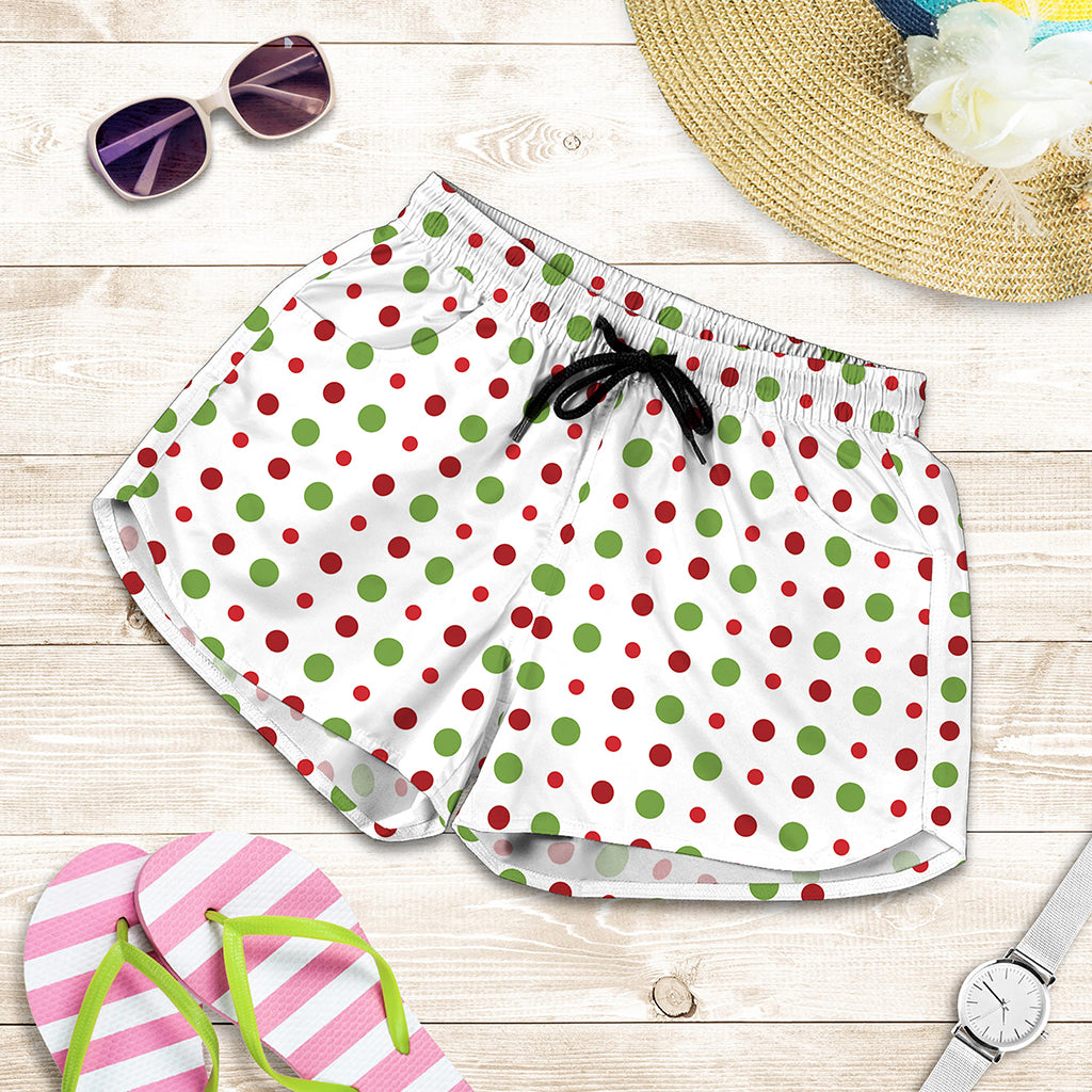 Merry Christmas Dots Pattern Print Women's Shorts