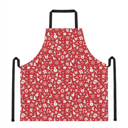 Merry Christmas Elements Pattern Print Apron