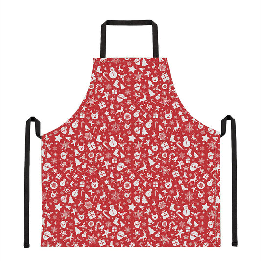 Merry Christmas Elements Pattern Print Apron