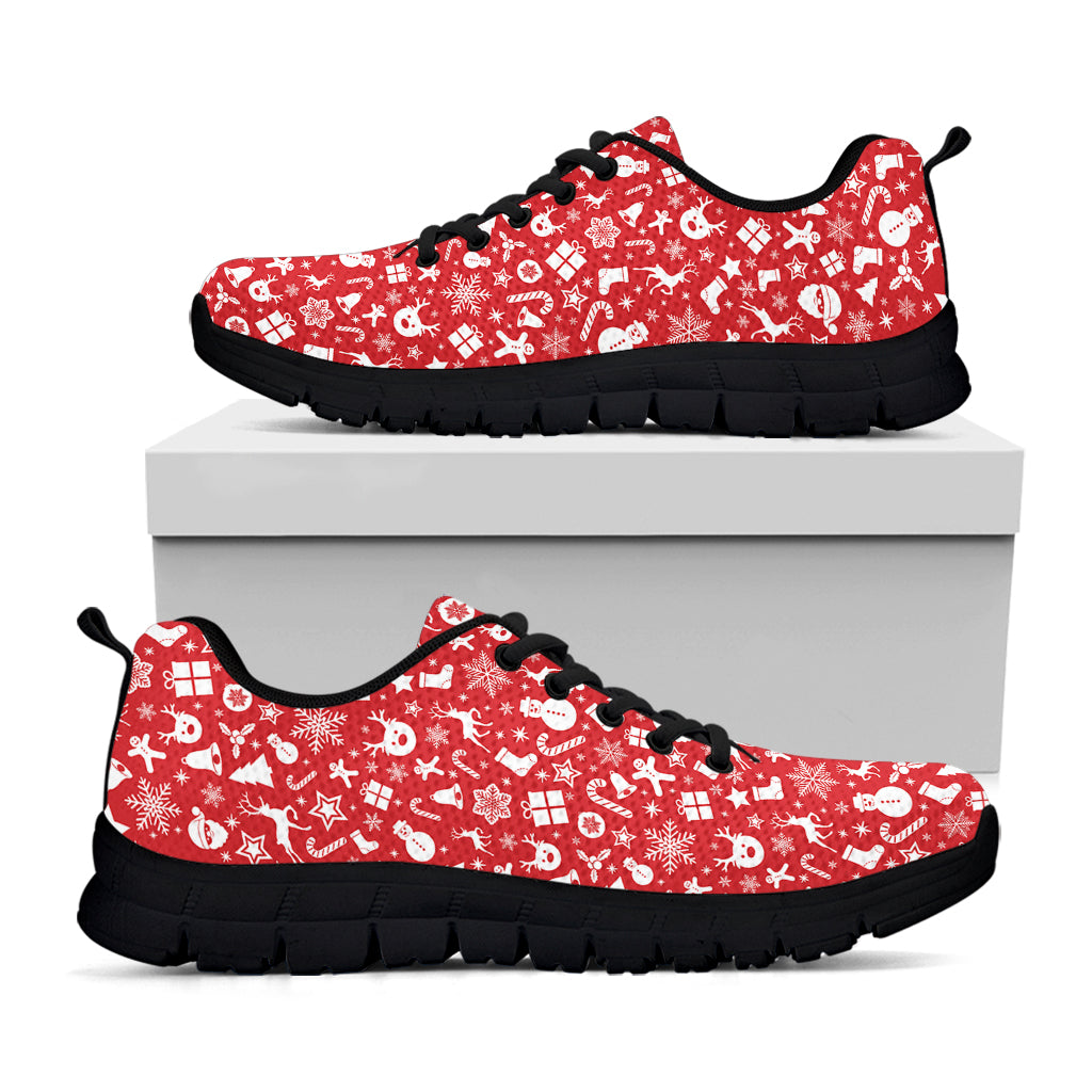 Merry Christmas Elements Pattern Print Black Sneakers
