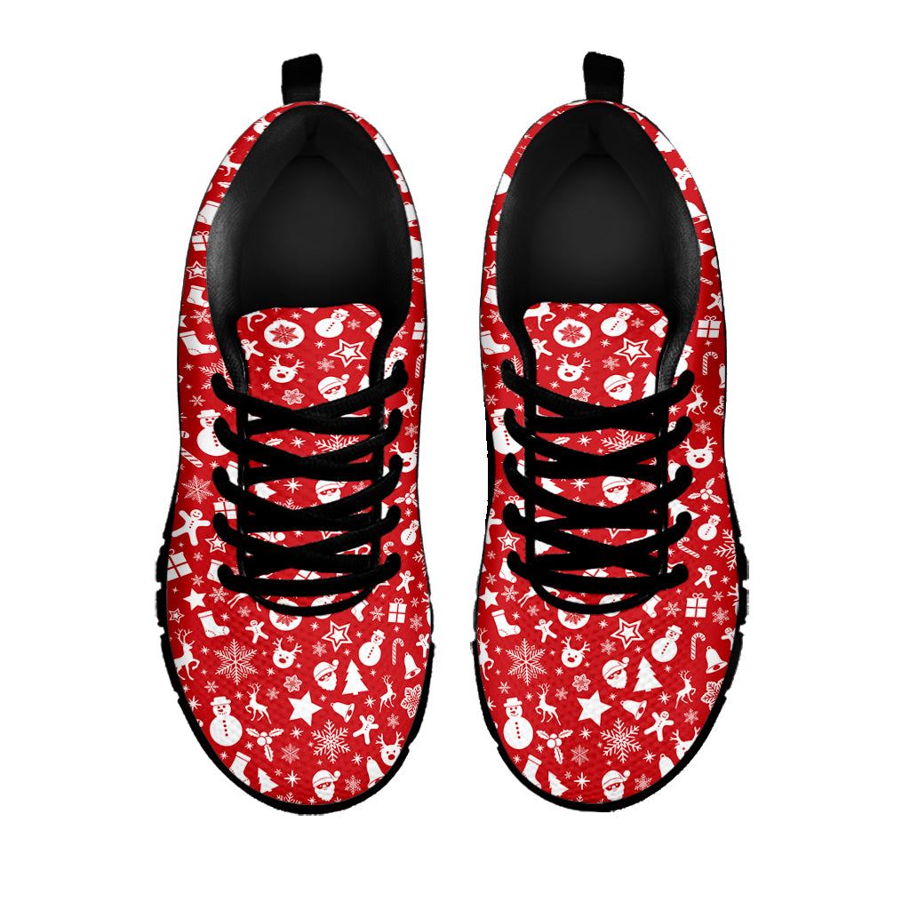 Merry Christmas Elements Pattern Print Black Sneakers