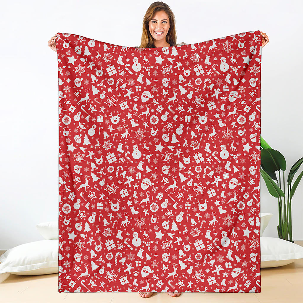 Merry Christmas Elements Pattern Print Blanket