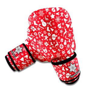 Merry Christmas Elements Pattern Print Boxing Gloves