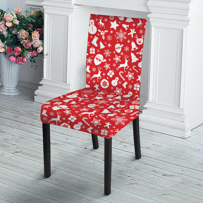 Merry Christmas Elements Pattern Print Dining Chair Slipcover