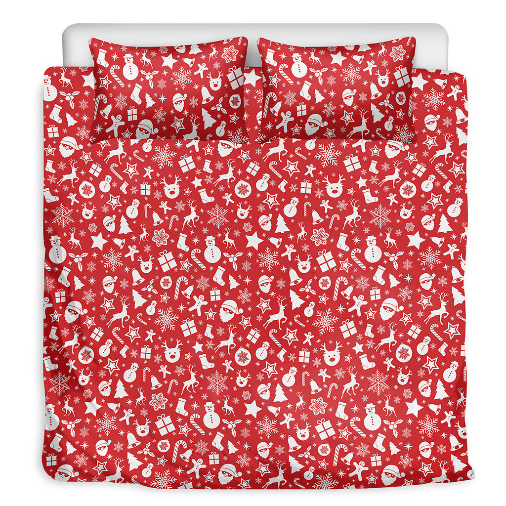 Merry Christmas Elements Pattern Print Duvet Cover Bedding Set